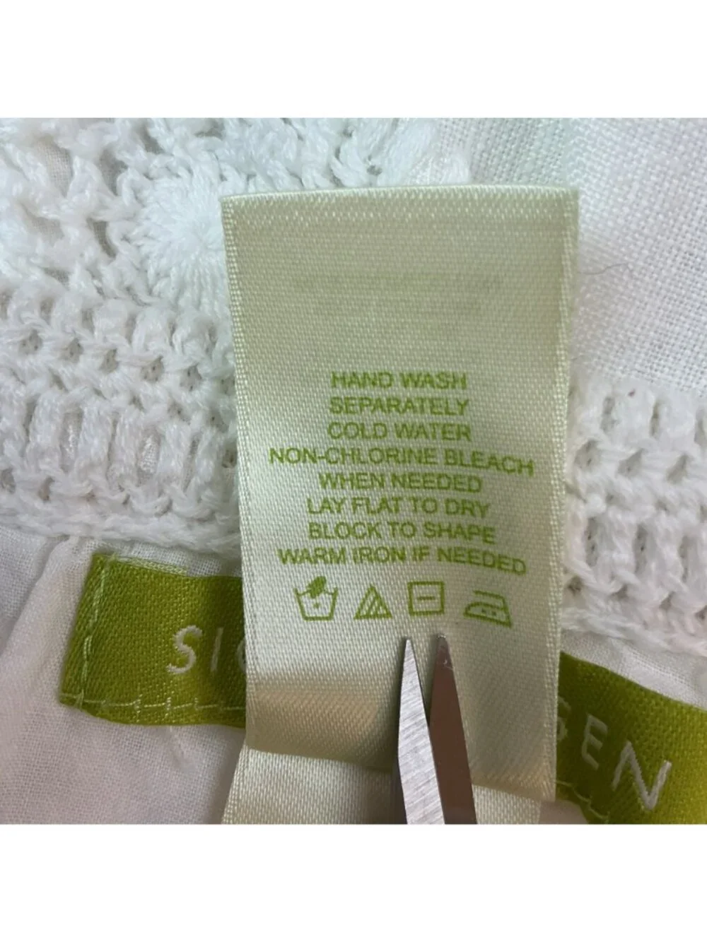 Sigrid Olsen White Crochet Diamond Pattern Cotton Skirt Size S